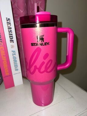 Stanley Hot Pink Glitter Travel Tumbler with Handle